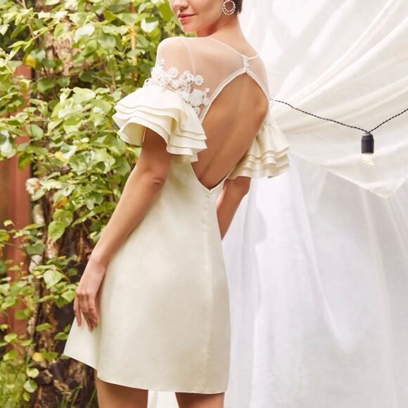 Rime Arodaky Astaire embroidered tulle, crepe and organza mini dress sz 42/ US s - Picture 3 of 12